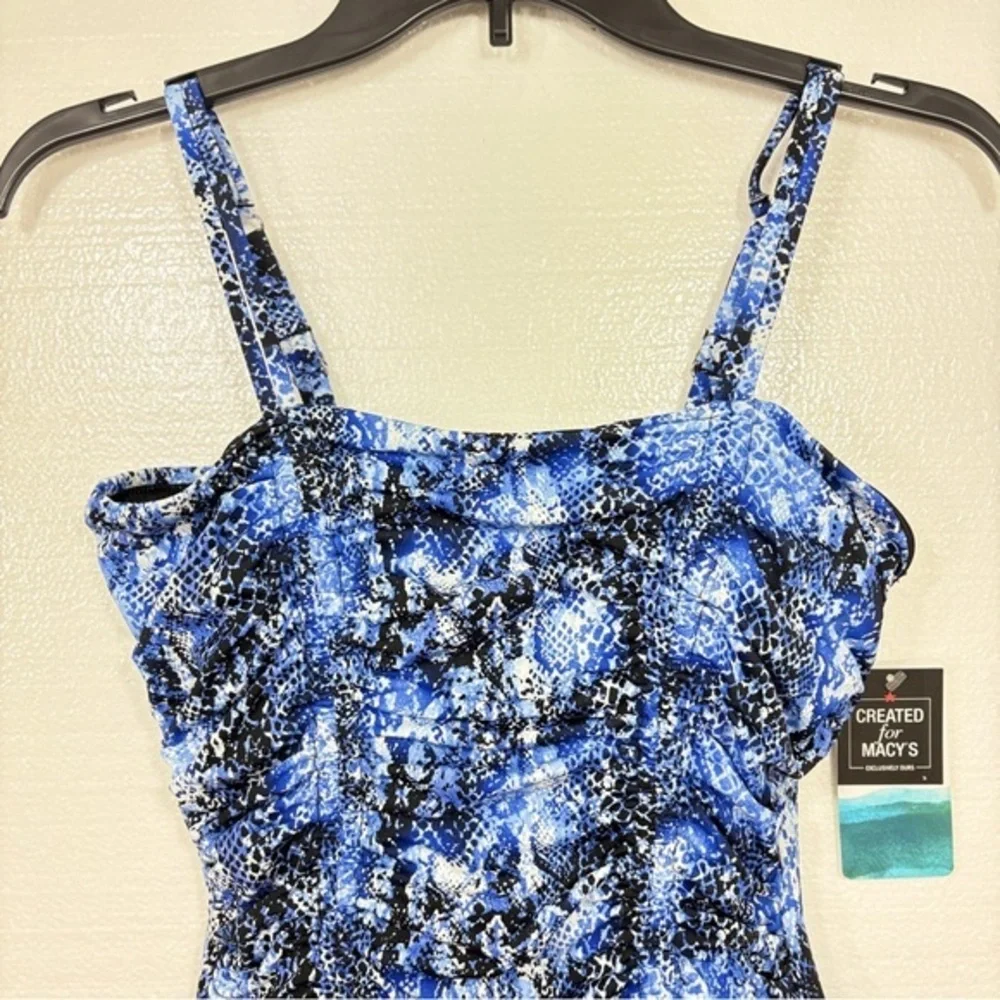 SWIM SOLUTIONS $102 NWT Shirred Snakeskin one piece swimsuit 10 M - Picture 7 of 8